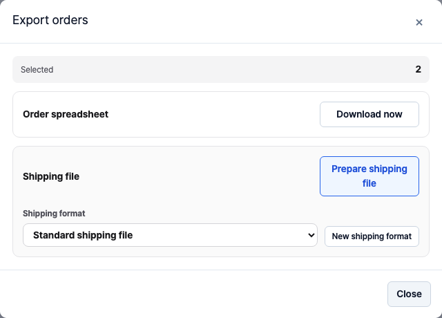 Order export options