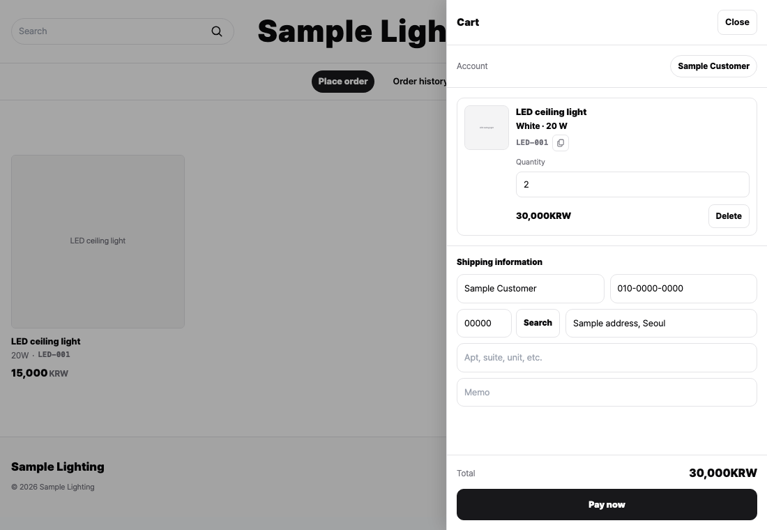 Portal cart and shipping details